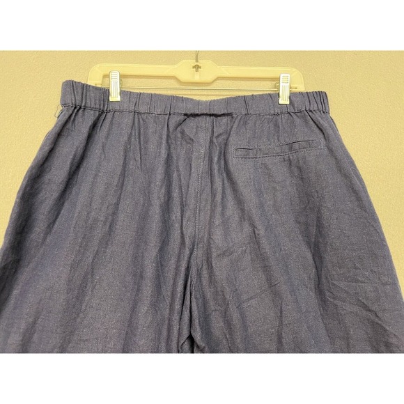 New Caslon Linen Blend Wide Leg Drawstring Waist Blue Pants Size Petite L - Picture 10 of 13